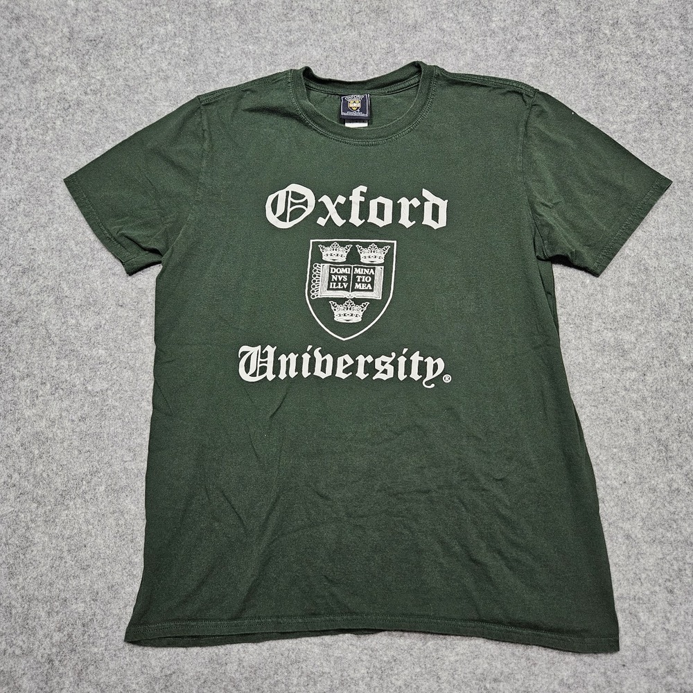 Oxford University Crest Shield Logo T Shirt Green Large Cotton‎ Blend College